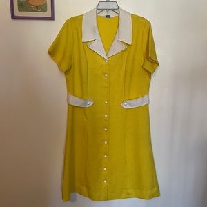 Vintage 60’s yellow mini shirt dress